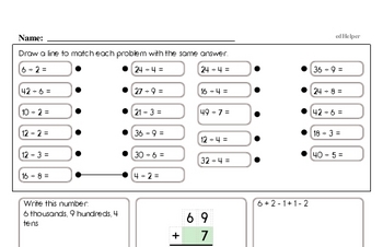 Division - Division with One-Digit Divisors Mixed Math PDF Workbook for Third Graders