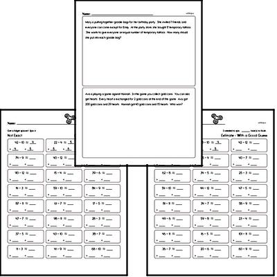 Division - Division with Remainders Mixed Math PDF Workbook for Third Graders