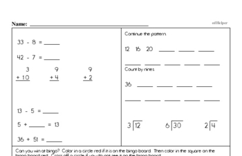 Division Mixed Math PDF Workbook for Third Graders
