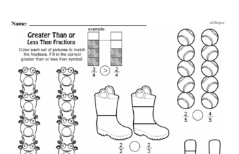 Fractions - Comparing Fractions Mixed Math PDF Workbook for Third Graders