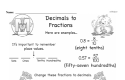 Third Grade Fractions Worksheets - Decimal Fractions Worksheet #2