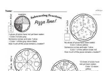 Fractions - Fractions and Parts of a Set Mixed Math PDF Workbook for Third Graders