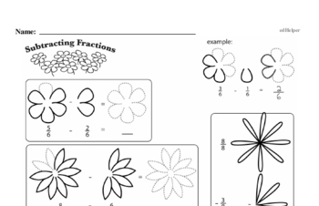 Fractions - Subtracting Fractions Mixed Math PDF Workbook for Third Graders