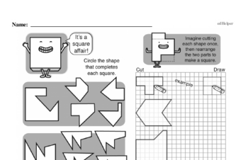 Geometry - Decomposing Shapes Mixed Math PDF Workbook for Third Graders