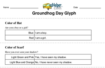 Groundhog Day Glyph Worksheet