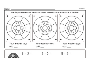 Addition and Subtraction Mad Minute Timed Addition Math Drill Pages for Third Graders (up to 12)