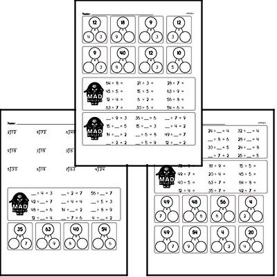 Mad Minute Timed Division Math Drill Pages for Third Graders