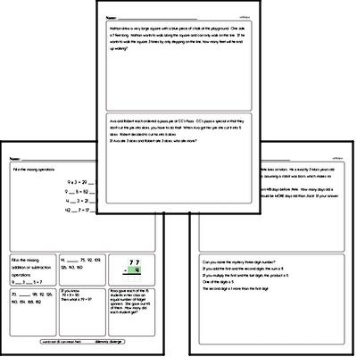 Math Word Problems - Multi-Step Math Word Problems Mixed Math PDF Workbook for Third Graders