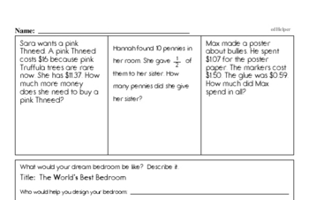 Money Math - Adding Money Mixed Math PDF Workbook for Third Graders