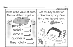 Third Grade Money Math Worksheets - Dimes Worksheet #4