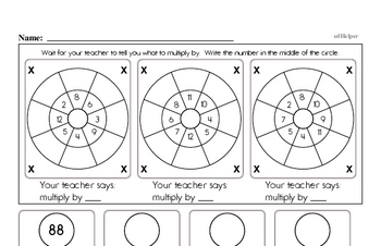 Multiplication Facts Mad Minute Worksheets (multiply by 2 to 12)
