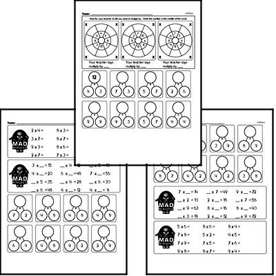 Multiplication Facts Mad Minute Worksheets (multiply by 2 to 9)