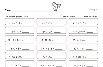 Order of Operations Worksheets - Free Printable Math PDFs | edHelper.com