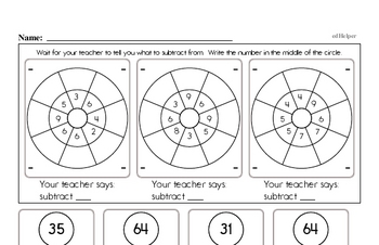 Subtraction Facts Mad Minute Worksheets (subtraction of 1-digit from 2-digits)