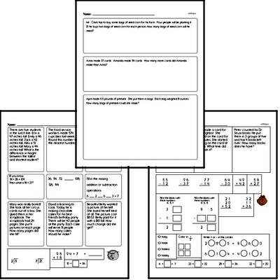 Word Problems Mixed Math PDF Workbook for Third Graders