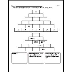 Addition Pyramid Puzzle Problem Worksheet