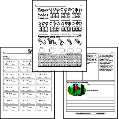Division - Division with Remainders Mixed Math PDF Workbook for Fourth Graders