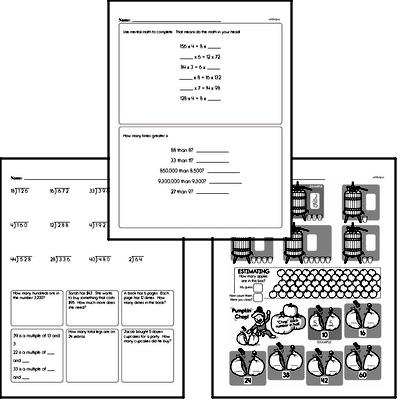 Division Mixed Math PDF Workbook for Fourth Graders