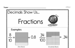 Fractions - Decimal Fractions Mixed Math PDF Workbook for Fourth Graders