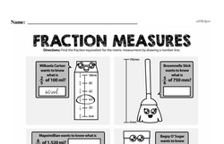 Fourth Grade Fractions Worksheets - Fractions and Metric Units Worksheet #1