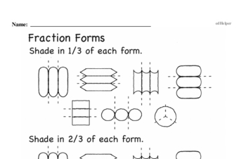 Fractions - Fractions and Parts of a Set Mixed Math PDF Workbook for Fourth Graders