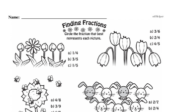 Fractional part of sets worksheets