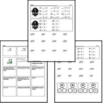 Division Mad Minute Timed Addition Math Drill Pages for Fourth Graders
