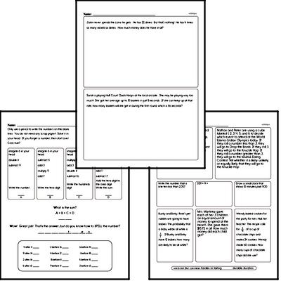 Math Word Problems - Fraction Word Problems Mixed Math PDF Workbook for Fourth Graders