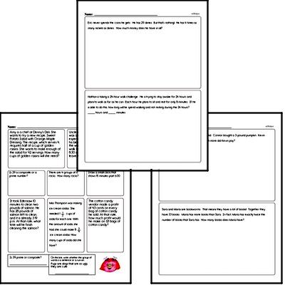 Math Word Problems - Multi-Step Math Word Problems Mixed Math PDF Workbook for Fourth Graders