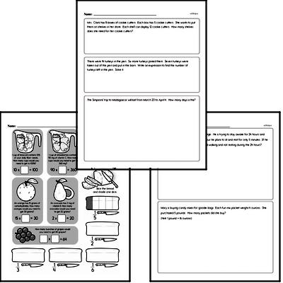 Multiplication - Multi-Digit Multiplication Mixed Math PDF Workbook for Fourth Graders