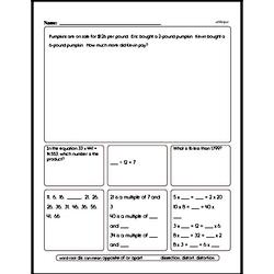 Multiplication - Multiplying Decimal Numbers Mixed Math PDF Workbook for Fourth Graders