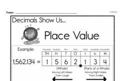 Fourth Grade Number Sense Worksheets - Decimal Numbers Worksheet #1