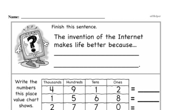 Number Sense - Multi-Digit Numbers Mixed Math PDF Workbook for Fourth Graders