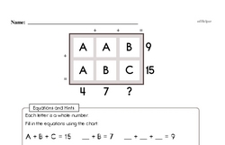 Fourth Grade Number Sense Worksheets - Solving Basic Algebraic Equations Worksheet #9