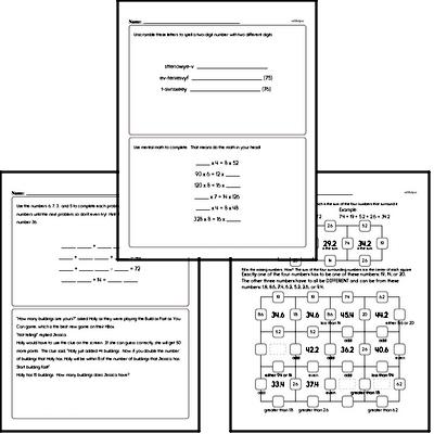 Number Sense Mixed Math PDF Workbook for Fourth Graders
