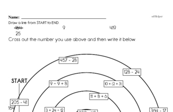 Subtraction - Two-Digit Subtraction Mixed Math PDF Workbook for Fourth Graders