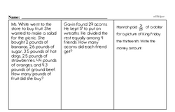 Fourth Grade Subtraction Worksheets Worksheet #43