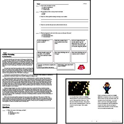 4th grade: Earth Day Reading Comprehension Workbook with Math