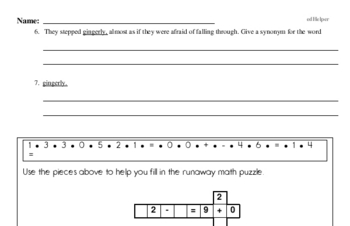 Fourth Grade Winter Reading Comprehension Workbook with Math