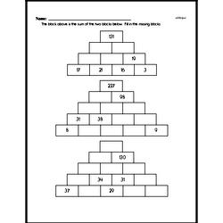 Addition Pyramid Puzzle Problem Worksheet (Easy)