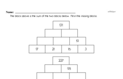 Addition Pyramid Puzzle Problem Worksheet (Easy)