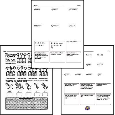 Division - Division with Remainders Mixed Math PDF Workbook for Fifth Graders