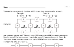 Math Skills and Problems Square Math Puzzle (easier)