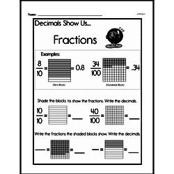 Fractions - Decimal Fractions Mixed Math PDF Workbook for Fifth Graders