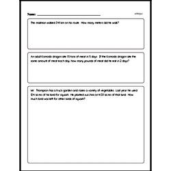 Fifth Grade Fractions Worksheets - Division with Unit Fractions Worksheet #1