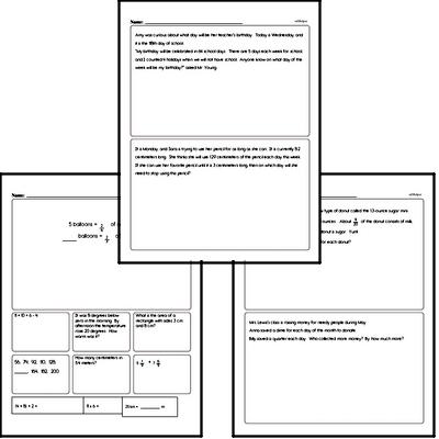 Fractions - Fractions and Equivalence Mixed Math PDF Workbook for Fifth Graders