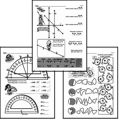 Geometry - Lines and Angles Workbook (all teacher worksheets - large PDF)