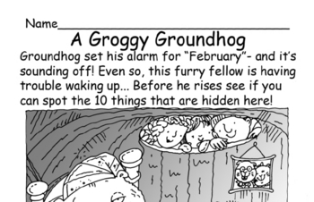 A Groggy Groundhog Hidden Pictures Worksheet Book - Kids love these.