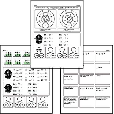 Addition and Subtraction Mad Minute Timed Addition Math Drill Pages for Fifth Graders