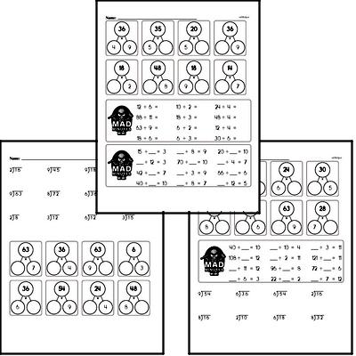 Division Mad Minute Timed Addition Math Drill Pages for Fifth Graders